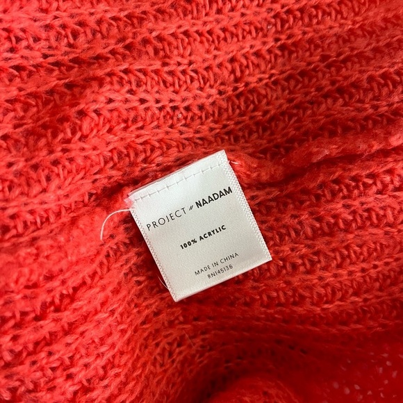 Project x Naadam Open Knit Bell Sleeve Bow Sleeve Sweater - Coral - Picture 11 of 11